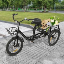 20 Zoll 7 Gang 3 Räder Faltbar Fahrrad Dreirad Für Erwachsene Mit Einkaufskorb