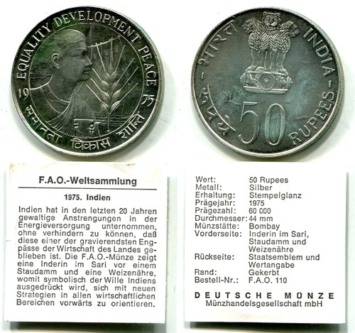 Rupees indien 1975 silber - 50,