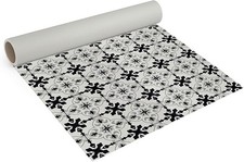 PVC (10€/m²) CV Bodenbelag Retro Fliese Schwarz Weiss Carbon 200 cm breit