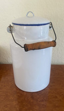 Antik 2L Milchkanne aus Aluminium Mit Deckel & Holzgriff Landhaus Dekoration