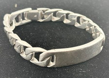 Echt 925 Sterling Silber Panzer Kubanische Gliederkette Stab Armband - 21CM