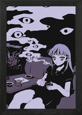Anime Girl with Eyes in Smoke