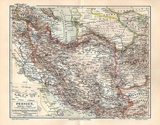 PERSIEN Iran Irak Mesopotamien Kirman Kurdistan Aserbeidschan LANDKARTE  1908