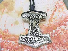 Schonenhammer massiv Thors Hammer Anhänger Metall silberfarben Rabe Wikinger