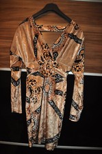 ❤️  Beige Velour  Kleid  mit Print  Gr S/M