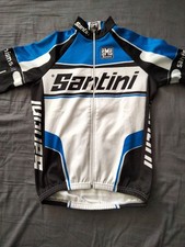 Herren-Fahrradtrikot von SANTINI, Gr. S/M, kurzarm, blau/weiß/schwarz