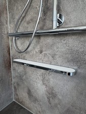 HEWI System 800 Ablage 600mm Chrom/Acrylglas, Design-Badablage