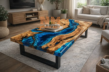 Blue Epoxidharz River Table