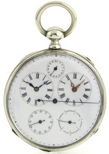 Schnider Taschenuhr Rarität springende Sekunde 2 Zeitzonen Tag Datum einzigartig