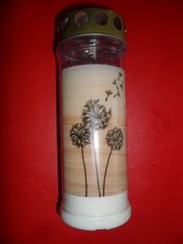 ST. JAKOB Öllicht Grablicht Wochenbrenner mit Deckel weiß mit Motiv