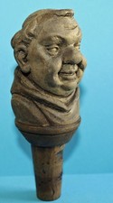 Großer Holz Zierkorken Mönch Carved Wooden Bottle Stopper Friar Bouchon en Bois