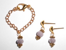 %***Barbie Schmuck*Halskette ca.8cm*Ohrring/Stecker*Helllila-goldfarben***%