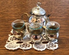 Lauscha Silber Glas Teeservice für die antike Puppenstube