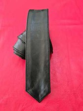 Hochwertige Schwarz Lederkrawatte,Leder Krawatte,Leather Necktie,Schlips,Cravate