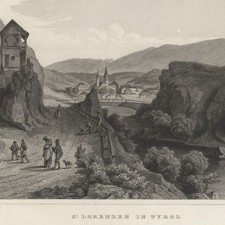 Südtirol St. Lorenzen San Lorenzo di Sebato Alte Ansicht Orig Stahlstich um 1840