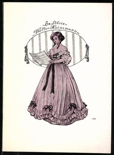 Exlibris walter heinmann dame - exlibris, heinmann,