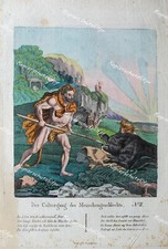 Steinzeit Urmenschen Wildschwein Eber Jagd Jäger Saufeder Speer Neandertaler