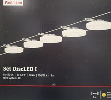 Paulmann Seilsystem 941.09 warmweiß DiscLED 2 Set 5 x 4 Watt Spots 5 Meter Seil