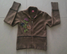 Oilily Strickjacke Cardigan 80% Lammwolle Gr.S M Braun Stickerei
