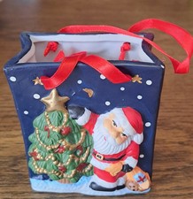 Weihnachten Deko Nikolaus Tasche Schale Keramik Porzellan