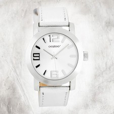 Oozoo Leder Kinder-Jugend Uhr JR200 Analog Quarz Armband silber Junior UOJR200