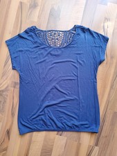 Viscoseshirt von Lascana, blau, Gr. 40/42, Rückenausschnitt Spitze, neu!