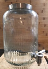 7 Liter Getränkespender, Glasbehälter, Edelstahldeckel und Zapfhahn