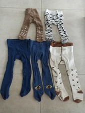 Set 5 Coole Strumpfhosen Gr. 62 / 68 74 / 80 blau weiß Katze Dino Herz Bär