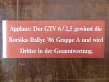 ALFA Romeo Alfetta GTV 6/2,5 Sieger Korsika-Rallye 1986 Aufkleber 29 x 11 cm