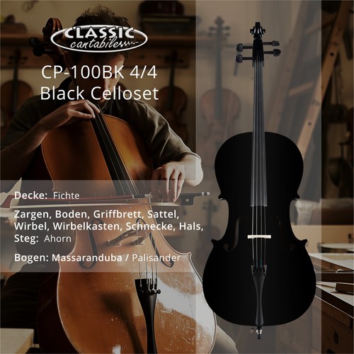 Schwarzes cello komplett set - cello-komplett,
