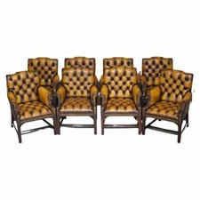 ACHT RESTAURIERTE BRAUNE LEDER