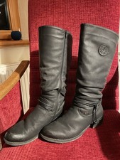 Rieker Langschaft Stiefel Winter Gefüttert Schwarz Gr. 42 Schaftweite 44-46cm