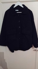 Made In Italy Teddy Plüsch Jacke Gr 44 46 Schwarz  Wildleder Taschen NEU