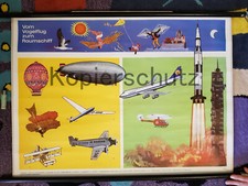 alte Schul-Wandkarte * Schautafel * 50/60er Jahre * Vom Vogelflug zum Raumschiff