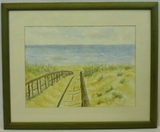 (B1444) Aquarell "Blick auf die Ostsee" Monogramm AJ 2002