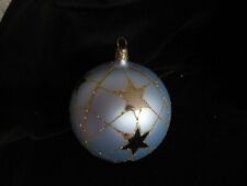 Designer Weihnachts-Kugel Spiegelsterne Goldglitzer hellblau ca. 10 cm neu
