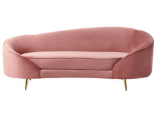 3er Sofa Samt rosa gebogen