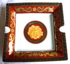VINTAGE PORZELLAN ASCHENBECHER LIMOGES FRANCE 14 x 14 cm - BACCHUS MOTIV Versace