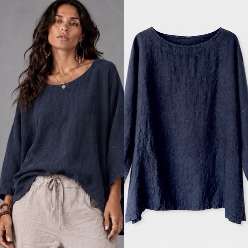 Leinen tunika leinenbluse blau - tunika,