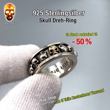 1 Skull Sterling Silber 925 Dreh Ring - Totenkopf Trauringe Freundschaftsringe