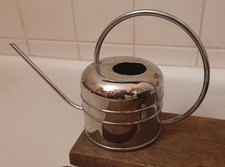 Alte Design Gießkanne 1,2 Liter Blumen Wasser Metall Gießer Edelstahl Silber ♥