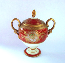 PORZELLAN PRUNK-ZUCKERDOSE-WERTARBEIT - HANDARBEIT- ÄTZGOLD-MEITO JAPAN-RAR!