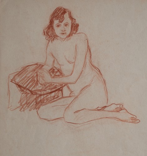 Jugendstil akt frau sitzend - akt,