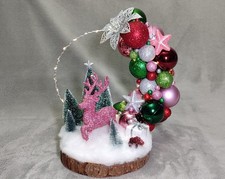 Weihnachtsgesteck Rosa und LED