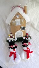 Handgefertigte Girlande mit Haus FAMILIE WINTER Schneemann Weihnachten Tilda Art