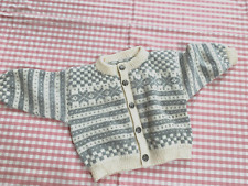 selbstgestrickte jacke..norweger..grau beige..68/74...neu