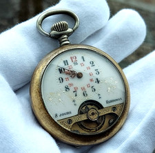 Tolle Taschenuhr 8 Tage Hebdomas Spiral Breguet 50mm funktionsfähig