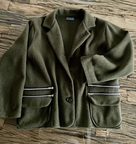Dunkelgrüne wolljacke - dunkelgrüne,