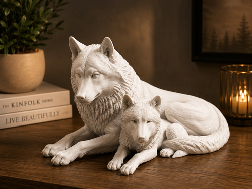 Wolf familie statue mutter - statue,