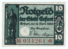 ⛧ERFURT 1920: "Der Magistrat ✧ Der Römer", 10 Pfg. NOTGELD